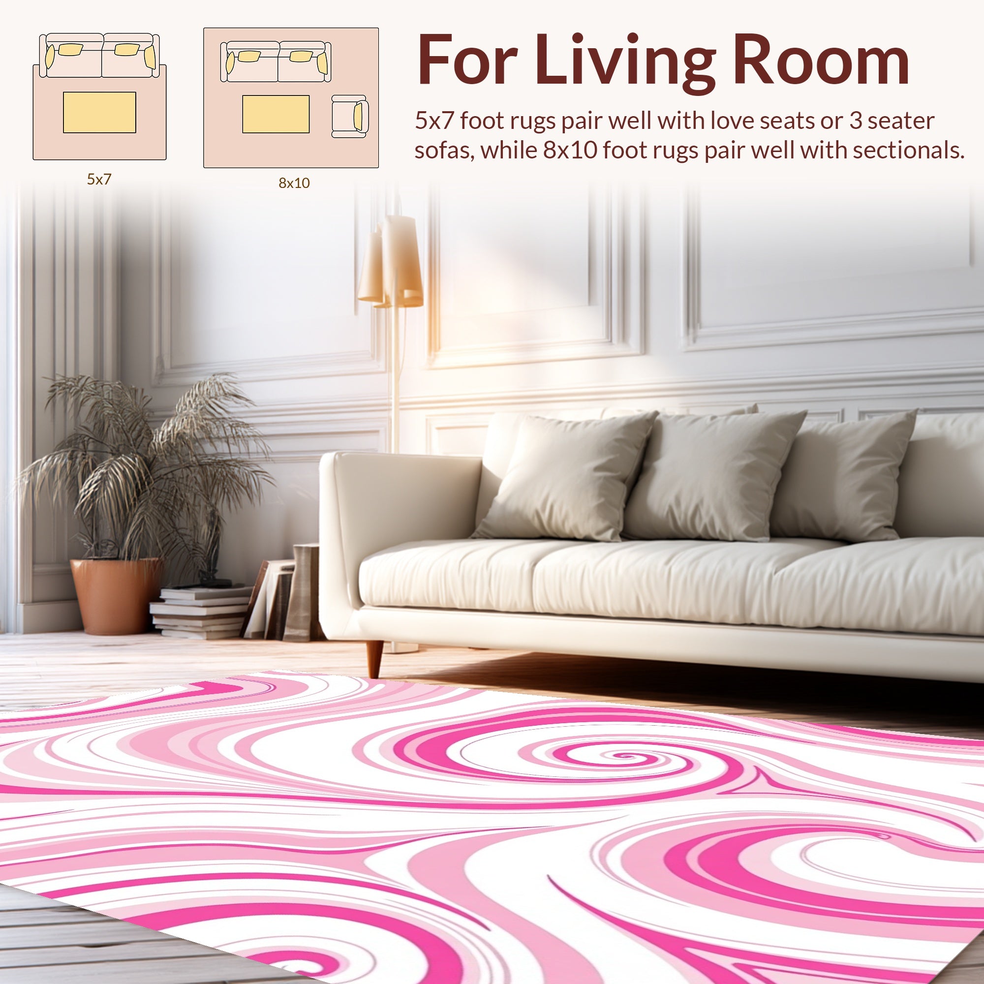 Pink Swirls Strokes Pattern Rug