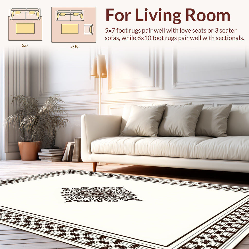 Ornate Framed Geometric Motif Rug
