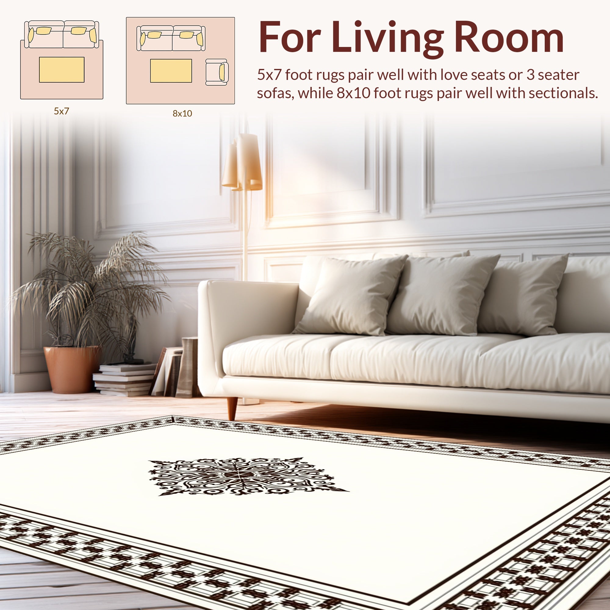 Ornate Framed Geometric Motif Rug