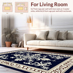 Ornate Ivory Black Floral Medallion Rug
