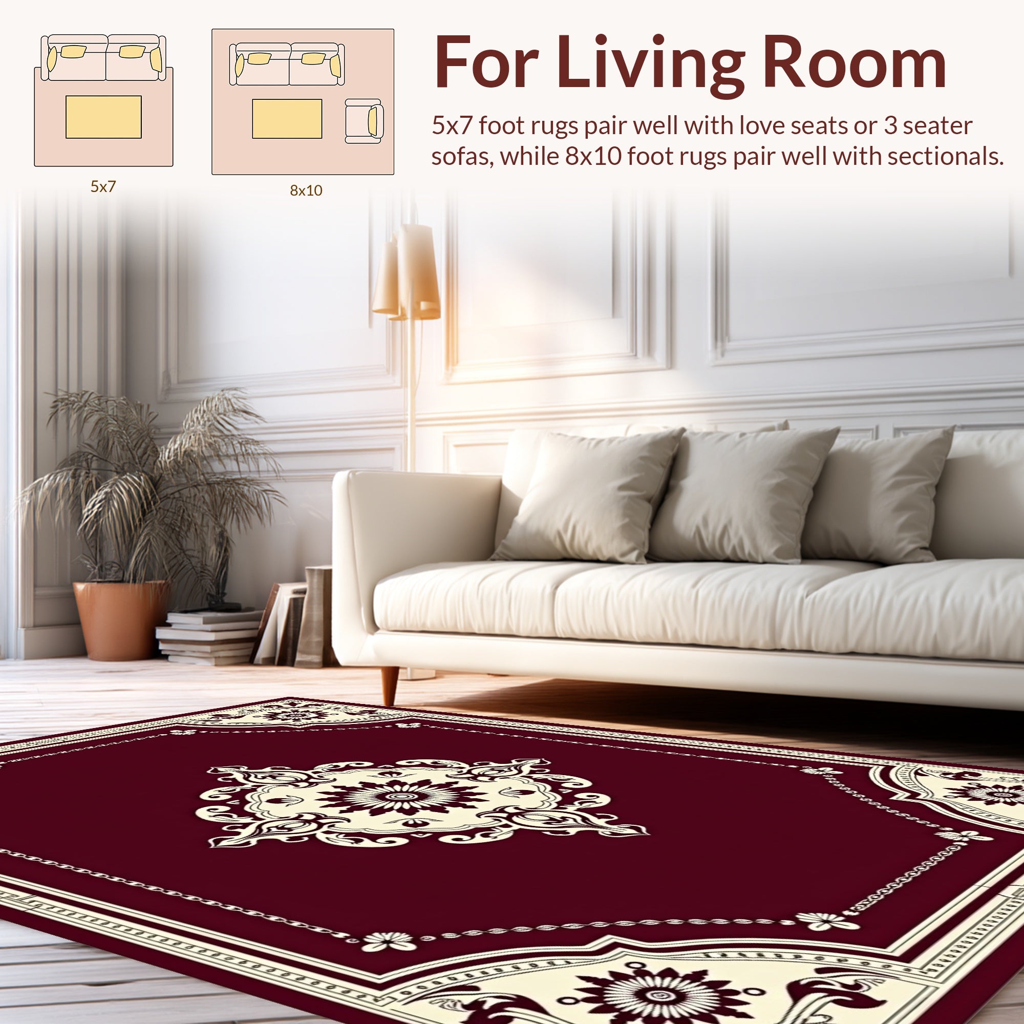 Ornate Floral Medallion Crimson Rug