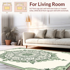 Ornate Green Leaf Mandala Pattern Rug