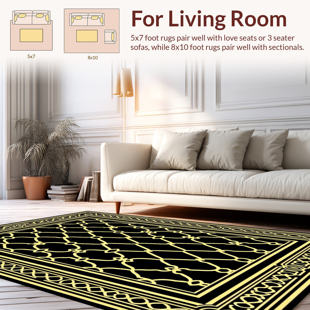 Classic Lattice Patterned Golden Rug