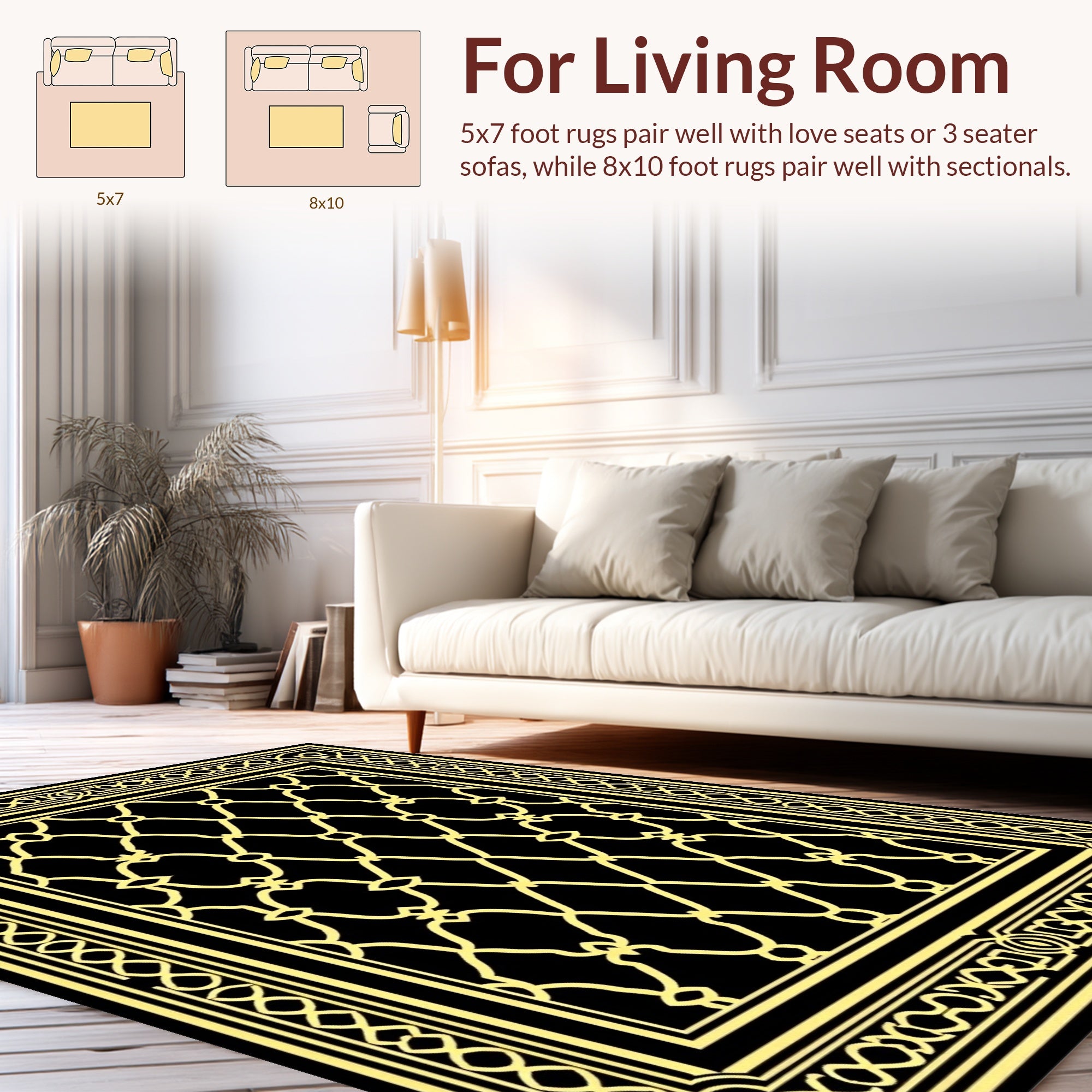 Classic Lattice Patterned Golden Rug