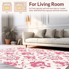 Pink Floral Arch and Scroll Rug