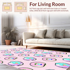 Abstract Pink Blue Circles Design Rug
