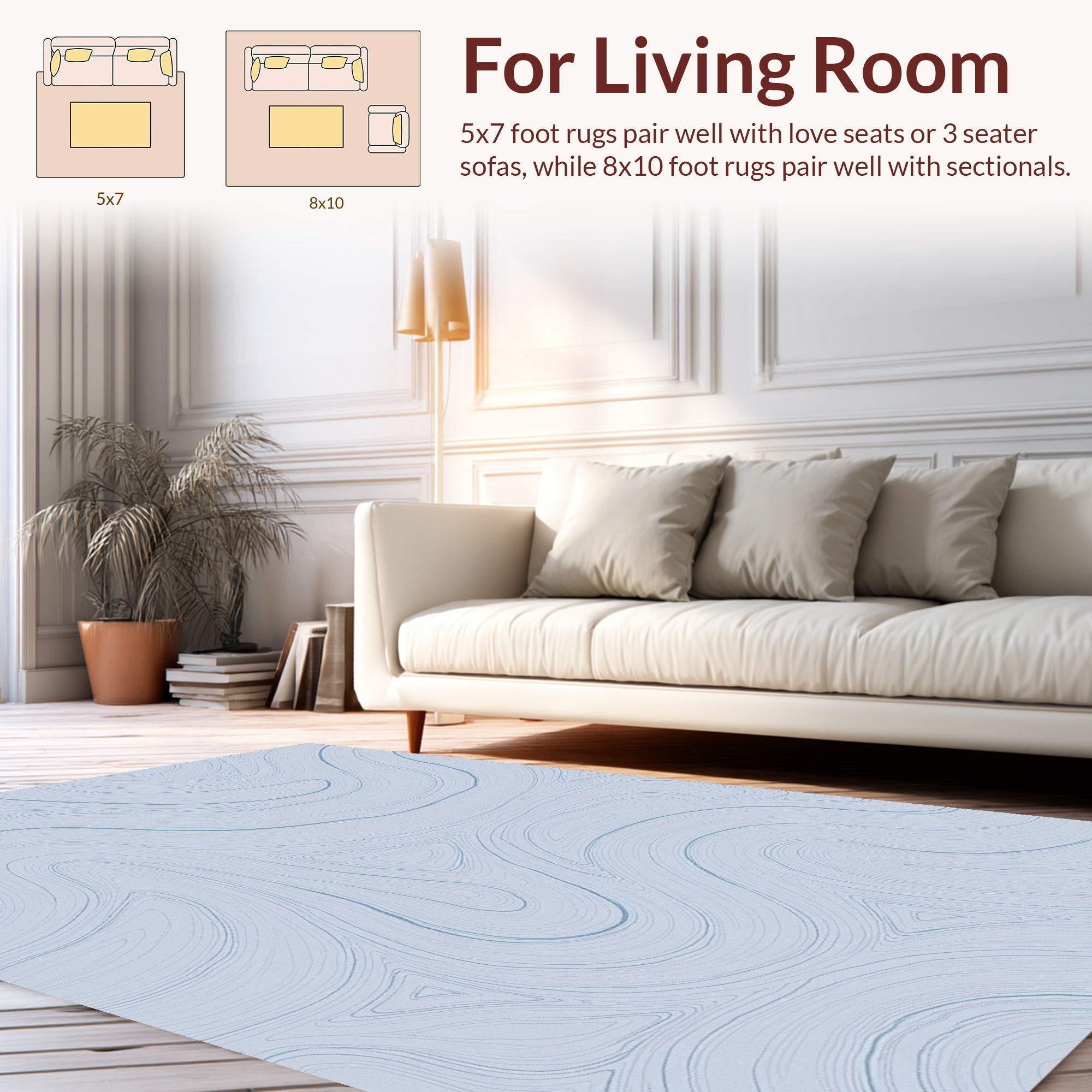Blue Fluid Wave Abstract Rug