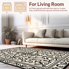 Cream Black Ornate Floral Medallion Rug