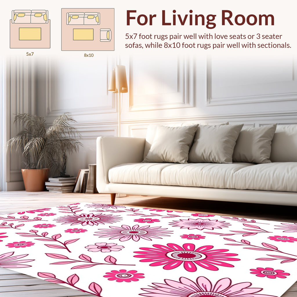 Bold Pink Floral Pattern Rug