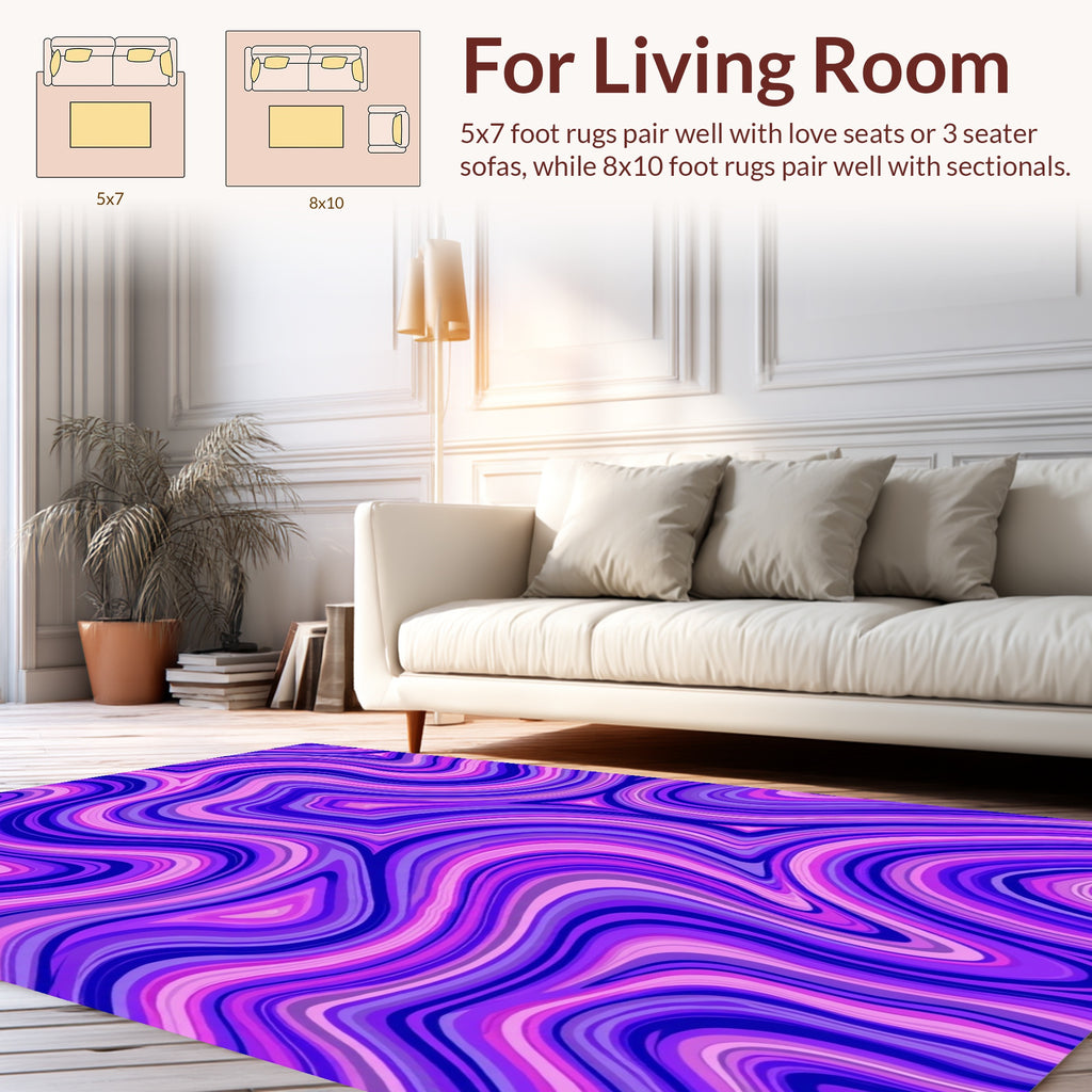 Abstract Wavy Purple Pink Hues Design Rug