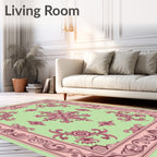 Ornate Pastel Floral Border Rug