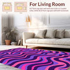 Retro Wavy Pink Purple Design Rug