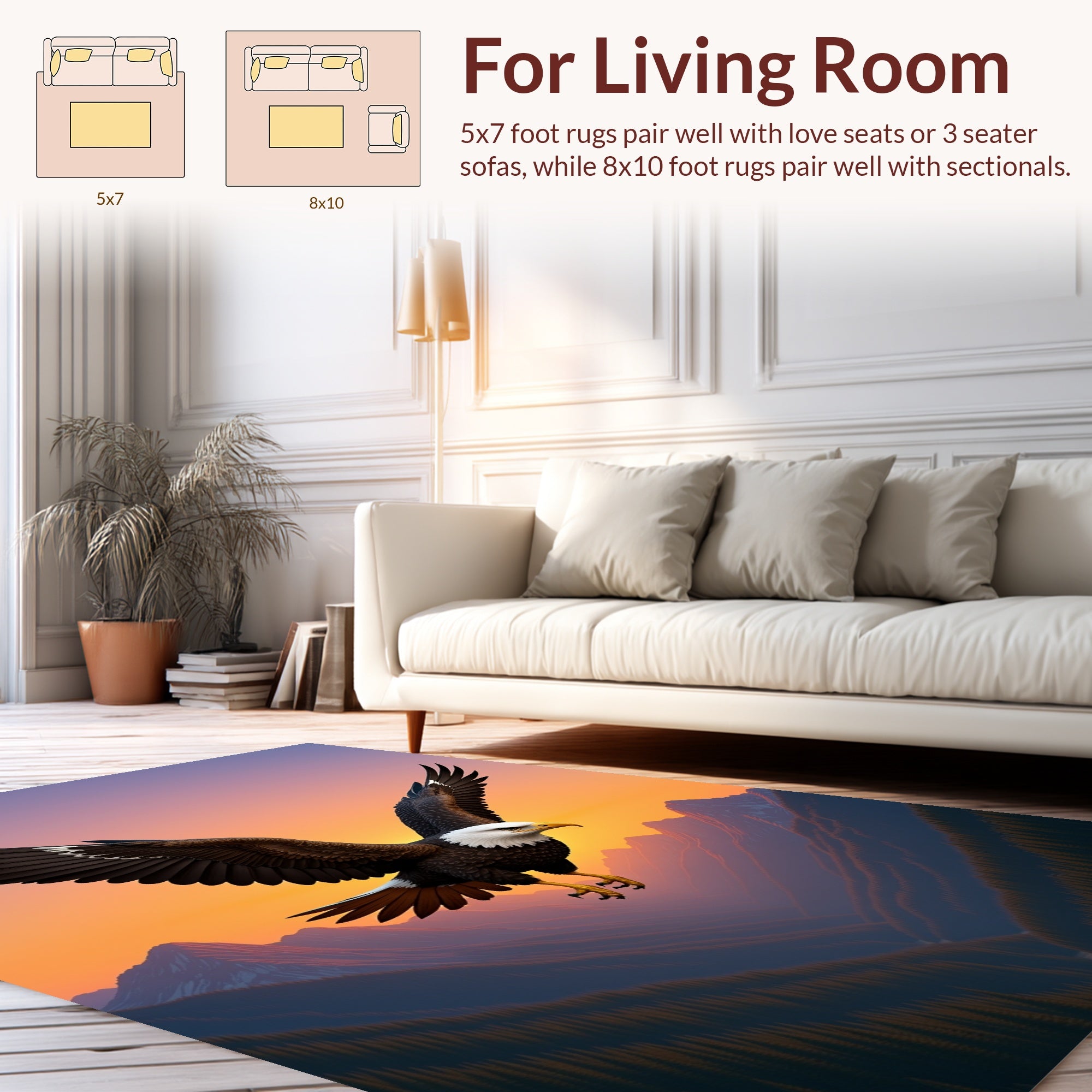 Majestic Eagle Over Mountain Valley Rug