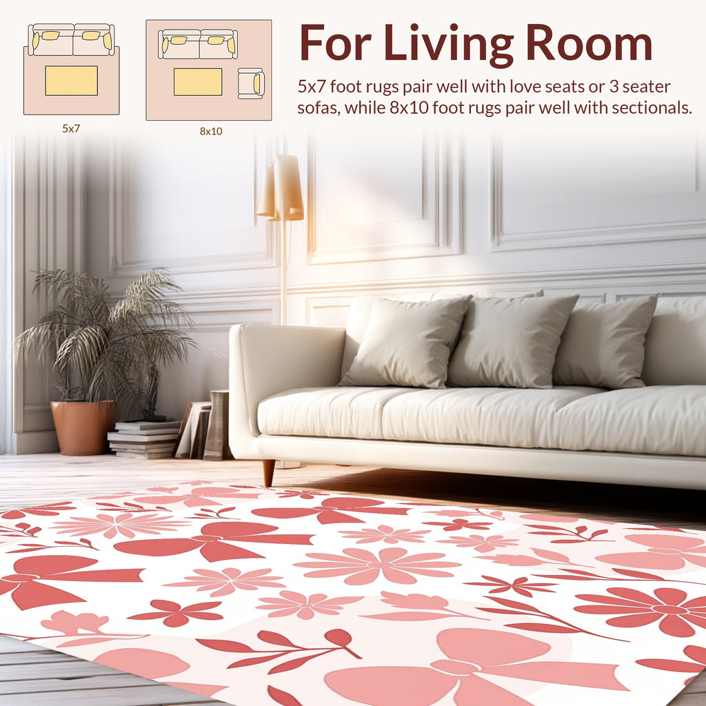 Sweet Floral Bow Pattern Design Rug