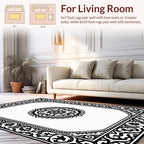 Ornate Black White Mandala Frame Pattern Rug
