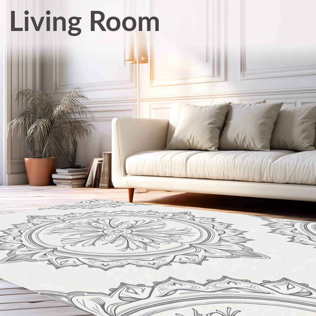 Elegant Floral Mandala Medallion Pattern Rug