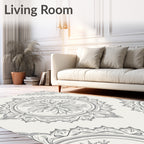 Elegant Floral Mandala Medallion Pattern Rug