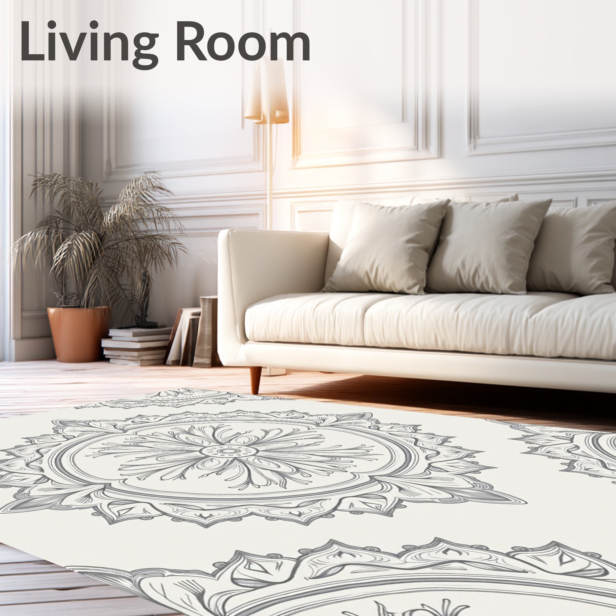 Elegant Floral Mandala Medallion Pattern Rug