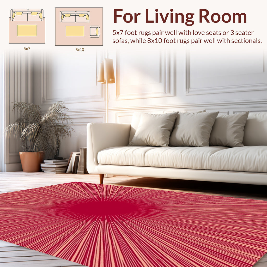 Sunburst Geometric Red Design Rug