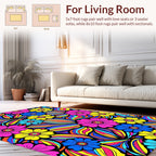 Psychedelic Floral Waves Pattern Rug