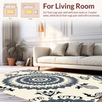 Dark Blue Floral Mandala Pattern Rug