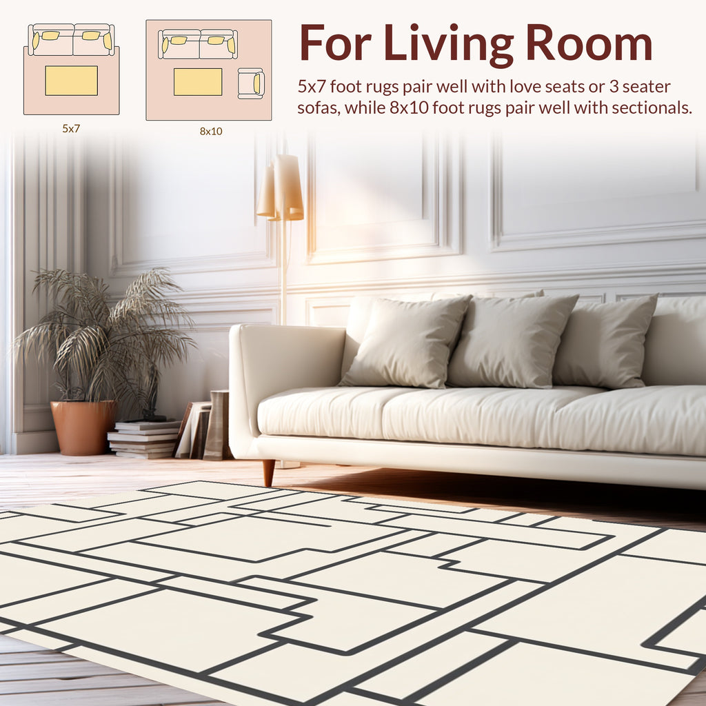 Modern Abstract Geometric Lines Rug