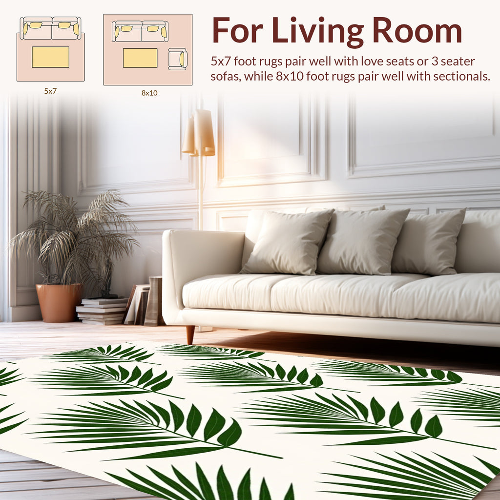Modern Green Leaf Pattern Rug