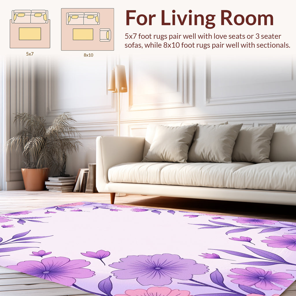 Lavender Floral Pattern Rug