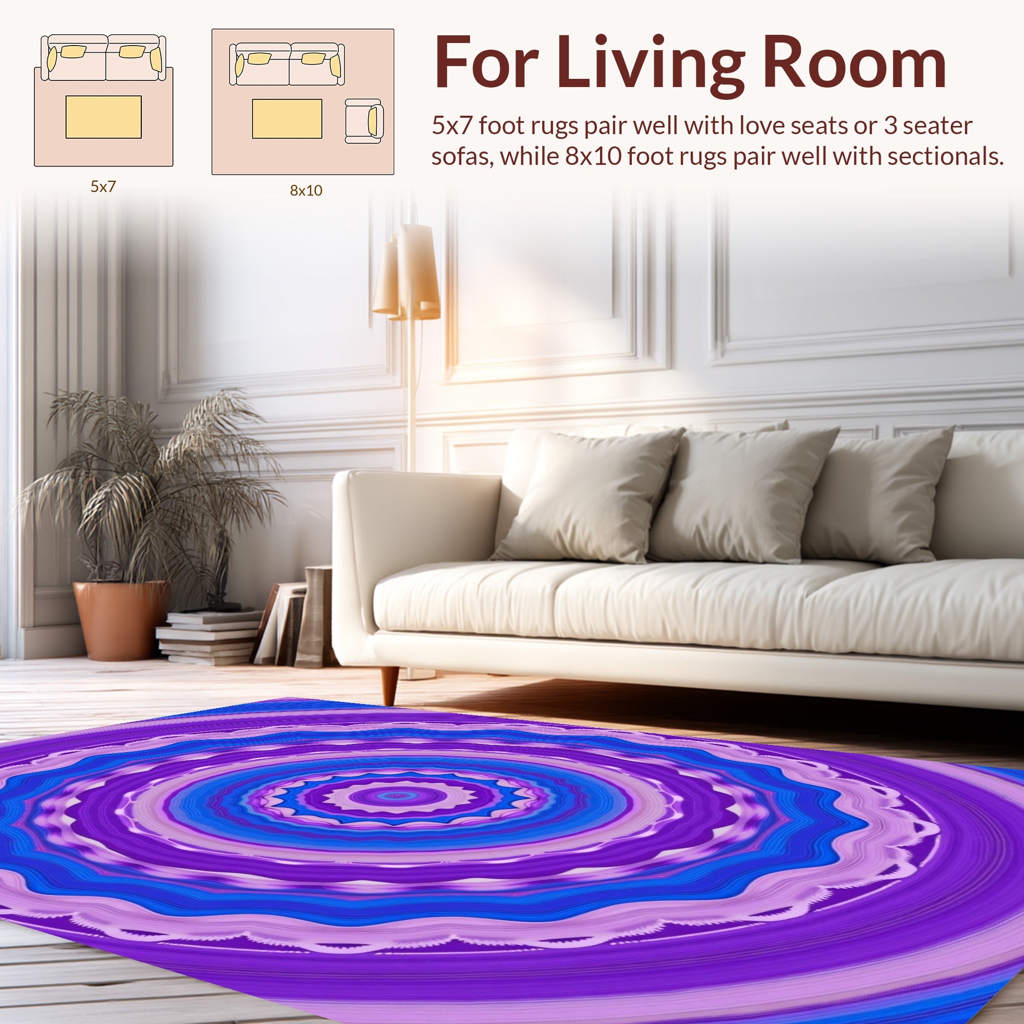 Circular Pattern With Magenta And Blue Hues Rug