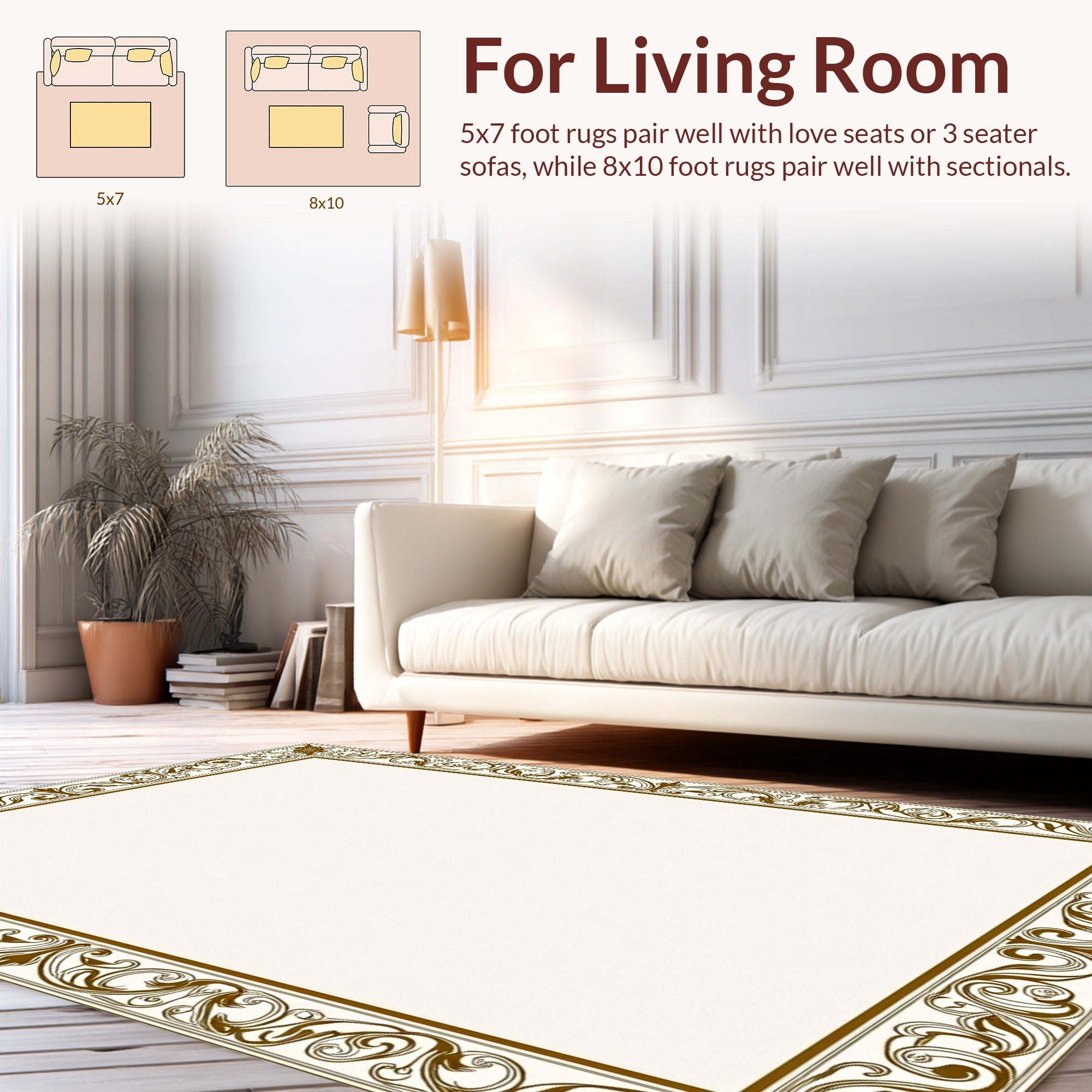 Ornate Swirls Patterned Bronze Rug