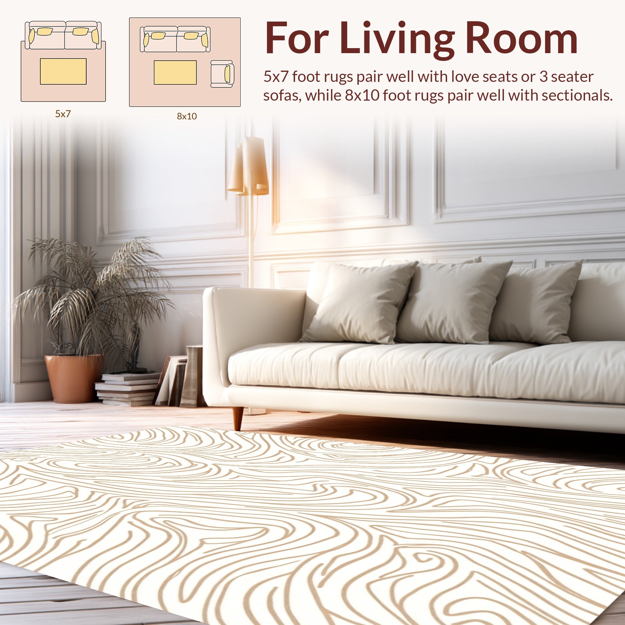 Abstract Swirls Organic Design Rug