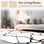 Cracked Linework Abstract Monochrome Design Rug