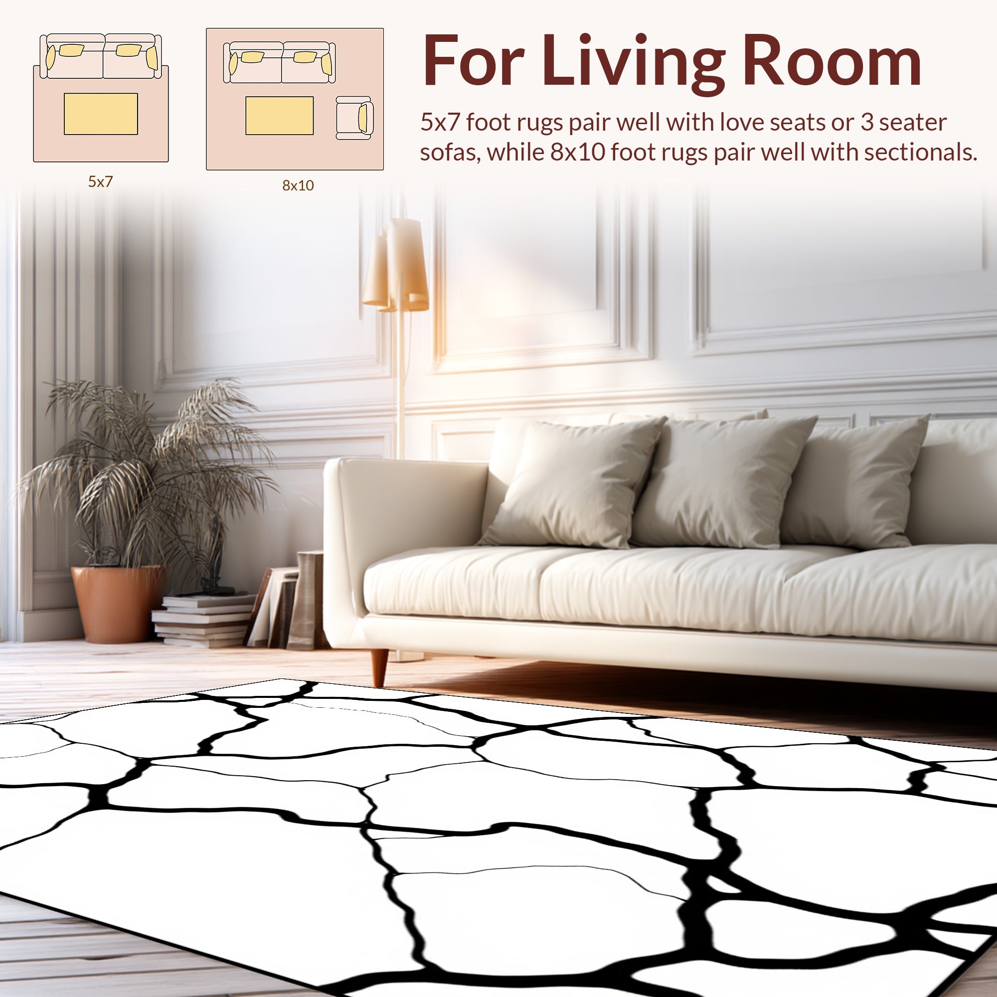 Cracked Linework Abstract Monochrome Design Rug