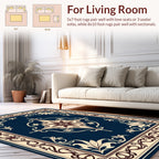 Art Nouveau Cream Blue Floral Border Rug