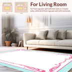 Pink And Teal Abstract Swirl Border Rug