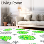 Vibrant Green Snowflake Mandala Art Rug