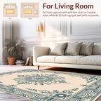 Ornate Teal Sunburst Floral Square Rug