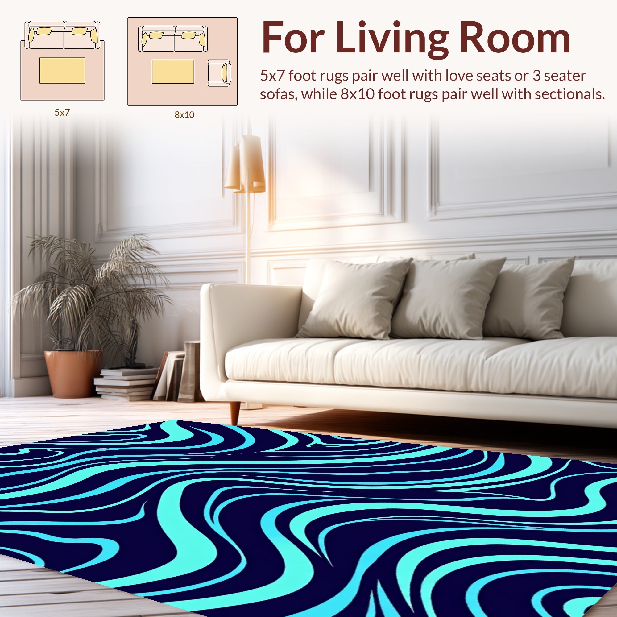 Aqua Swirls Dark Pattern Rug