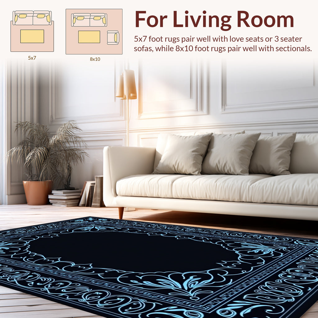 Elegant Floral Oval Border Design Rug