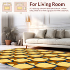 Golden Honeycomb Geometric Pattern Rug