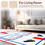 Bold Red Blue Ice Hockey Court Design Rug