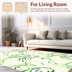 Abstract Green White Line Art Rug