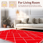 Bold Geometric Red White Design Rug