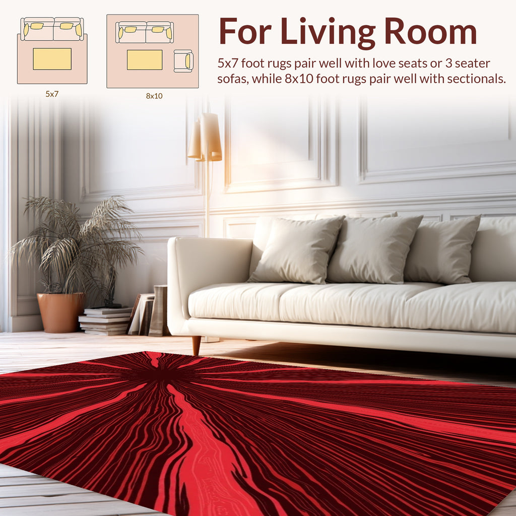 Radial Red Line Art Design Rug