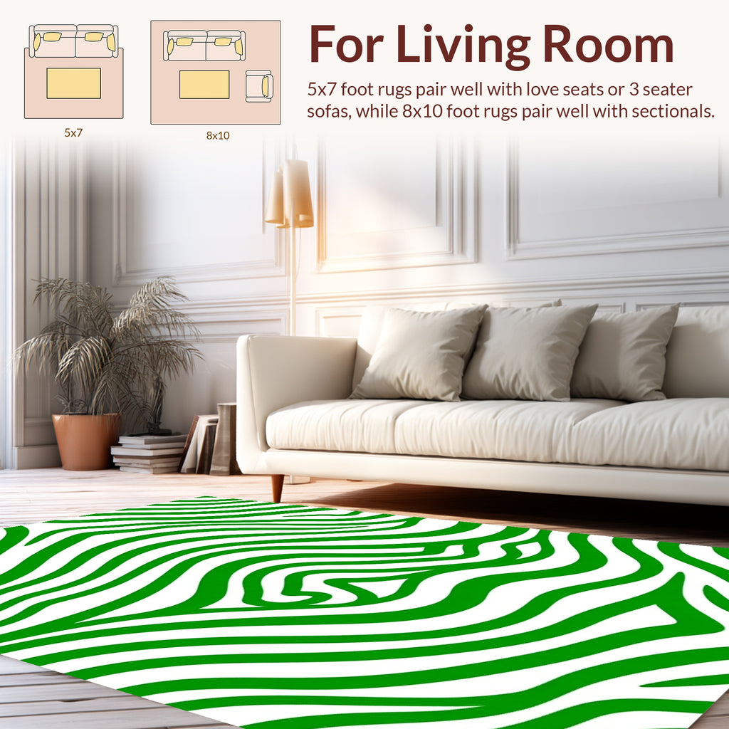 Bold Green Animal Print Pattern Rug