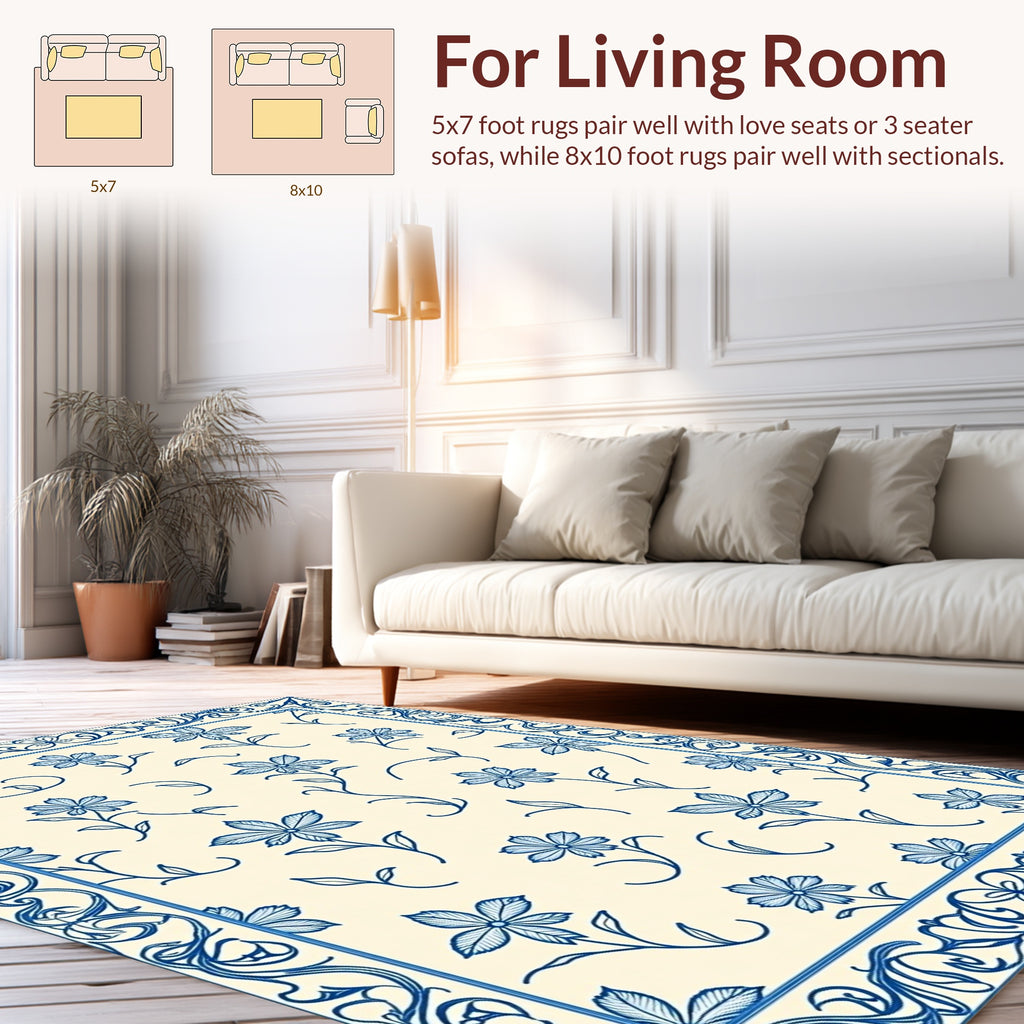 Floral Vine Border Classic Pattern Rug