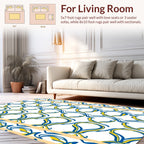 Banded Blue Yellow Abstract Swirl Pattern Rug