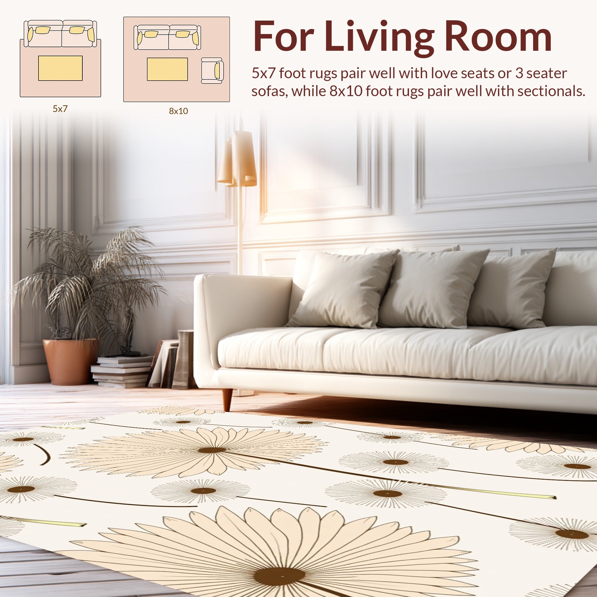 Pale Dandelion Field Pattern Rug