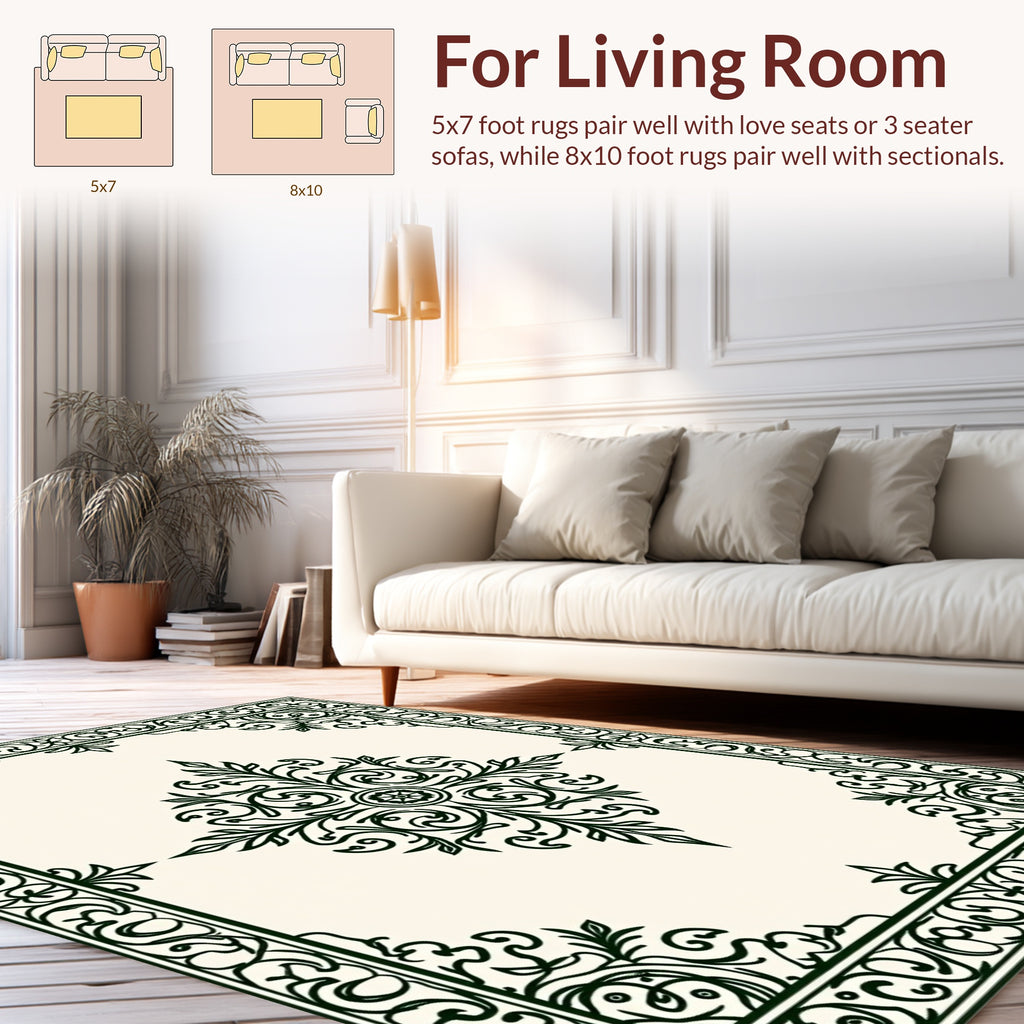 Intricate Floral Scrollwork Design Rug