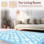 Abstract Blue Geometric Lattice Pattern Rug